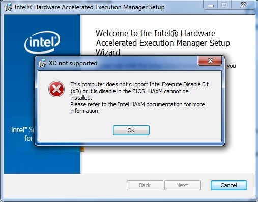 Intel HAXM installation error – This computer does not support Intel Virtualization Technology